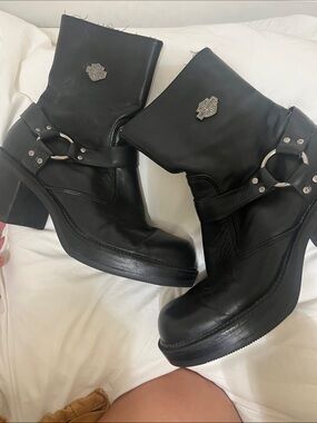 PLEASE SEE ALL PHOTOS * Harley Davidson Harness boots